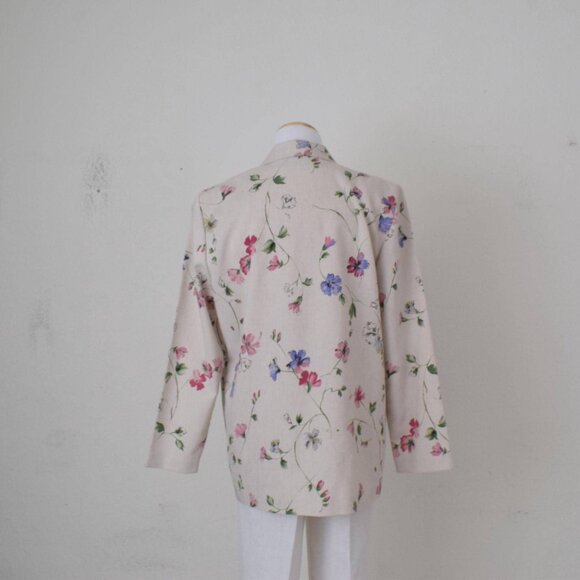 Vintage 90s Floral Lightweight Blazer by Alfred Dunner Petite | size‎ 12 - Picture 4 of 10